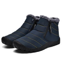 Botas de invierno informales para hombre, botines de terciopelo, impermeables, con doble cremallera, botas de nieve, zapatos de algodón antideslizantes cálidos para exteriores - details 24