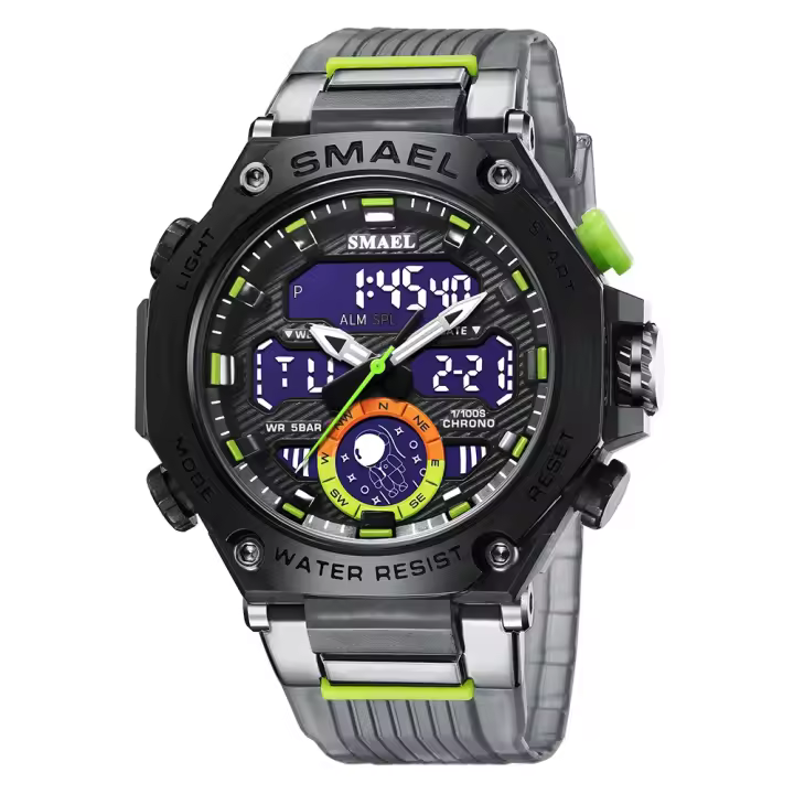 Reloj de Pulsera Deportivo SMAEL con Movimiento de Cuarzo y LED Alarma Militar para Hombres Resistente al Agua Material TPU+Plástico Bucle de 210mm - 1