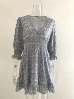 Nuevo Jersey de cintura de longitud media, vestido de manga corta con estampado bohemio - details 17