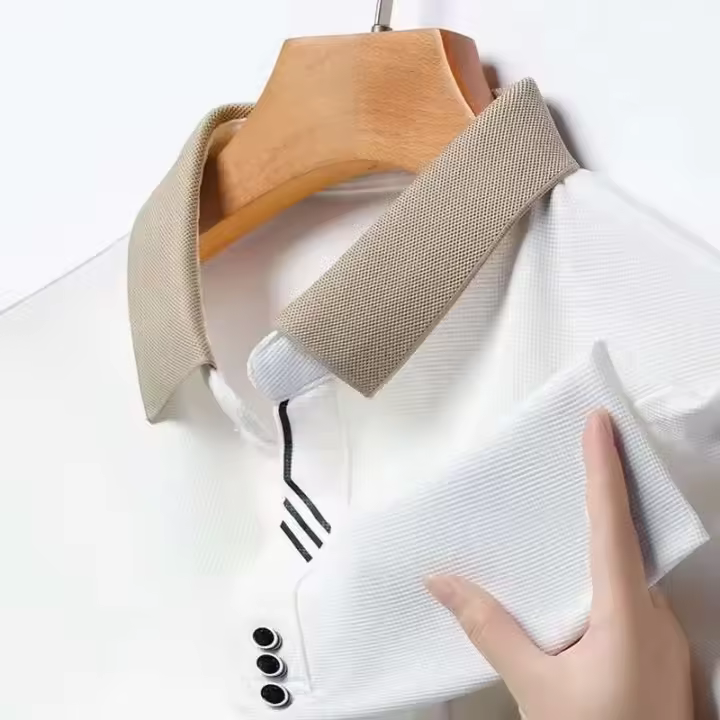 Polo de manga corta para hombre, camiseta informal de negocios de alta gama, color sólido, cómoda, transpirable, fresca, novedad de verano, - 1