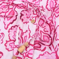 PB & ZA 2025, estampado de flores decorativas en capas, cuello en V, manga larga, dobladillo suelto, diseño con cordones, novedades de verano, ropa de mujer - details 6