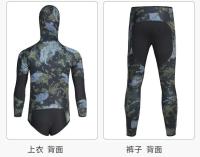 Nuevo traje de neopreno de 5mm con capucha de fisión de manga larga de 3mm 2 piezas de neopreno sumergible traje de neopreno de camuflaje para hombres - details 14