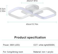 Goeco Plafón LED de Techo Lámpara de Doble Cuadrado Acrílica 36W Eficiencia Energética - details 1