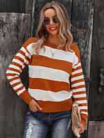 Suéter empalmado a rayas para mujer, Jersey de punto a la moda, novedad de otoño e invierno, 2023 - details 8