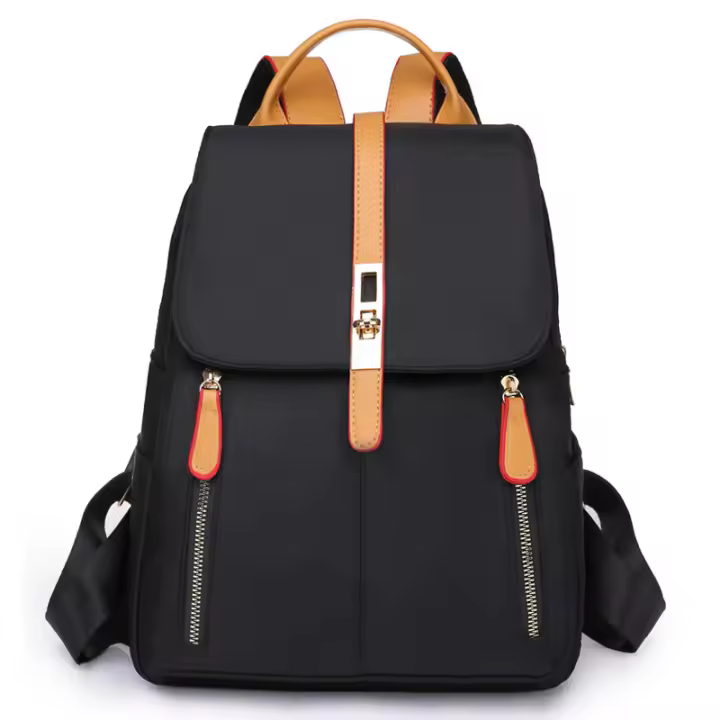 Mochila Oxford negra impermeable para mujer, bolso escolar antirrobo de gran capacidad, bolso de viaje, bolso de hombro - 1