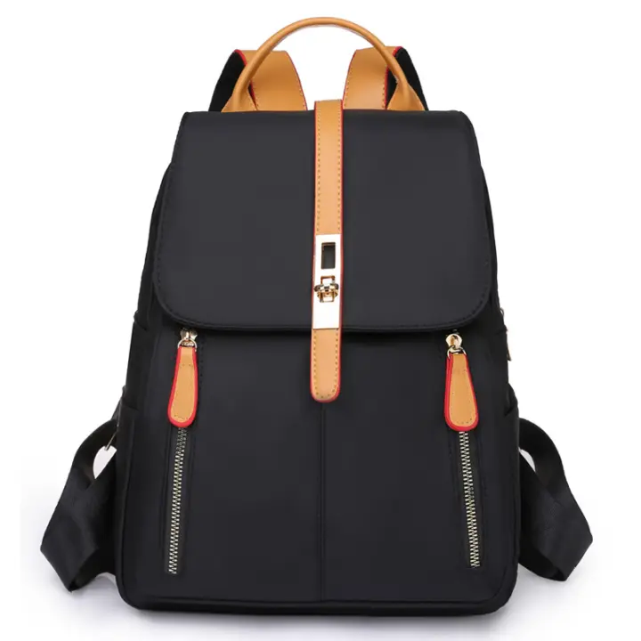 Mochila Oxford Negra impermeable para Mujer, Bolso Escolar antirobo de gran capacidad, Bolso de viaje, Bolso de hombre - 1