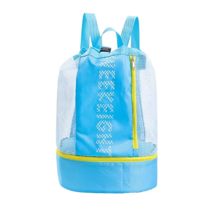 Mochila de malla para natación seca y húmeda, bolsa de almacenamiento transparente y transpirable para ciclismo, bolsillo para zapatos, mochila escolar Visible de gran capacidad para viaje - 1