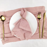 Juego de 6 servilletas de tela de costura de terracota, venta al por mayor de fábrica de algodón, servilletas de tela, toallas de mesa de gasa, decoración de boda, Pascua - details 8