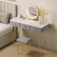 Mesa de Maquillaje Redonda con 3 Cajones Juego de Mesa Tocadora con Taburete - details 18