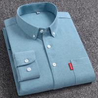 Camisas Oxford de manga larga para hombre, 100% algodón, Color sólido, cuello vuelto, ajuste Regular, ropa diaria para hombre, camisas de fácil cuidado para hombre - details 5
