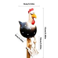 Estatua de Resina de Pollo con Ojos Grandes Adorno de Valla de Jardín Arte de Carpintería Única - details 6