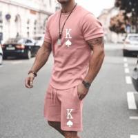 Conjunto de camiseta y pantalones cortos para hombre, chándal de moda con letras King impresas en 3D, camiseta de manga corta de gran tamaño - details 0