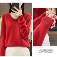 2024 100% Merino pura lana con cuello en V Otoño e Invierno suéter nuevo suéter de cachemira de las mujeres Casual de punto Top DMR201 - details 38