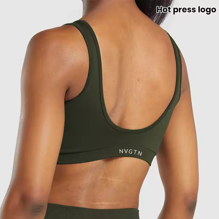 Sujetador deportivo sin costuras para mujer, ropa interior deportiva de licra, elástica, transpirable, mejora el pecho, ocio - 1