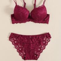 Conjunto de Lencería de Flores de Encaje Bra de Soporte Profundo V, Bralette de Underwire, Comodidad para Mujeres Conjunto de Ropa Interior de Moda - details 0