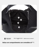 Bolso de malla vintage bolso de hombro de gran capacidad estilo punk remaches - details 2