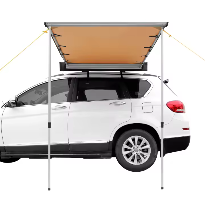 SucceBuy Toldo lateral para automóvil, cobertura de sombra de 4.6'x6.6', toldo retráctil PU3000mm UV50+ con bolsa impermeable, perfecto para camiones, SUV, furgonetas y campistas - 1