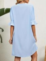 Vestido con Mangas Bordadas Sueltas de 2023 Mayo 4 Cuello en V Moda de Verano para Mujeres de Europa y América - details 1