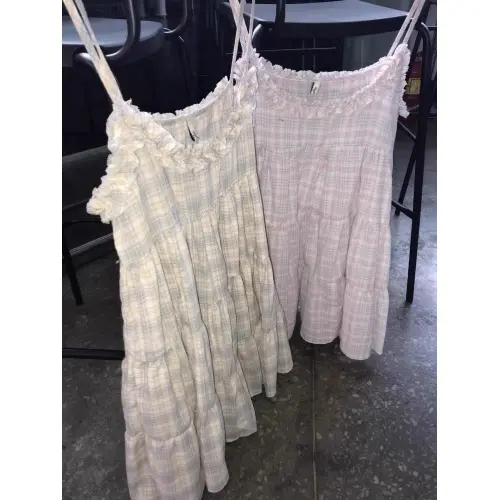 Retro coreano Sle Sweet Girl lindo Puffy Plaid encaje Halter pastel vestido de mujer chaleco Top algodón 00% primavera 2025 - 1