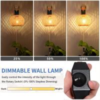 Lámpara de Pared de Bambú Tejida a Mano, Luz de Pared Rústica de Ratán, Lámpara de Pared regulable - details 1