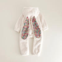 Cute Baby Cartoon Romper Warm Fleece One-piece Overall Autumn Winter Toddler Outwear Jumpsuits - details 3