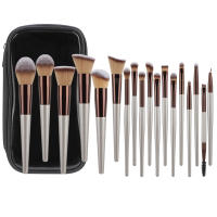 Juego de 18 Pinceles de Maquillaje Bolsa Portátil de Oro Champán con Pinceles de Sombras de Ojos y Cabello Suave - details 11