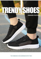 2023 Zapatos deportivos de moda de edición coreana Flyknit informales transpirables de encaje ligero de malla para hombres grandes - details 16