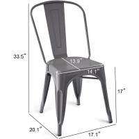 comedor de metal apilables con respaldo para bistró, cocina, interior y exterior, Negro, 51 x 43 x 85 cm - details 10