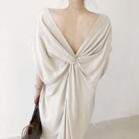 Vestido de Verano Vintage sin Espalda REALEFT Manga Corta, Cuello en V, Moda Casual para Mujeres - details 9