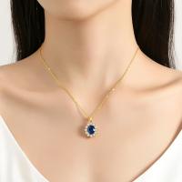 Collar de Oro 18k con Corundum Azul Real Joyería de Metal para Mujeres Longitud de 18 pulgadas - details 1