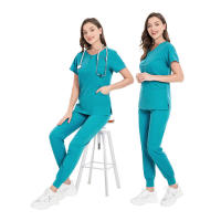 Conjunto de tres uniformes quirúrgicos para mujer, camiseta clínica para salón de belleza y pantalones, túnica de enfermería para médico de Spa - details 4