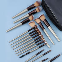 Juego de 18 Pinceles de Maquillaje Bolsa Portátil de Oro Champán con Pinceles de Sombras de Ojos y Cabello Suave - details 0