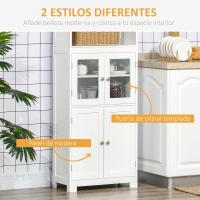 Cocina Comedor Cocina 4 Puertas 2 Estantes Abiertos y Estante Ajustable Salón 60x30x162 cm Blanco - details 4