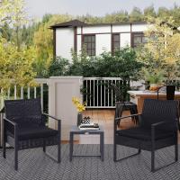 Juego de Mesa y Sillas de Jardín al Aire Libre Ratán Negro 3 Piezas 2 Sillones y 1 Mesa de Vidrio - details 1