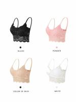 Top de Encaje Cómodo Lencería Sin Cable con Diseño Hueco para Mujeres 2pcs de Ropa Interior Sexy de Color Sólido - details 7