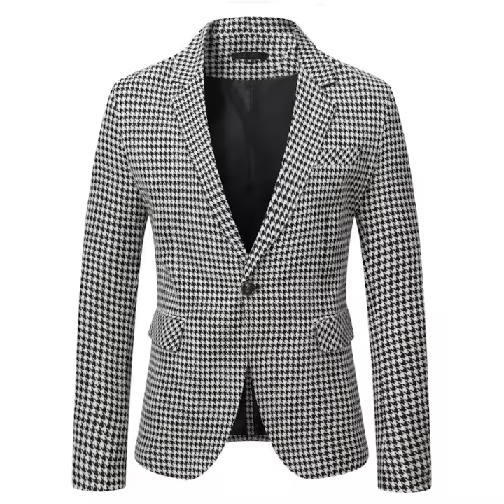 Chaqueta a cuadros para hombre, abrigo deportivo informal, chaquetas ajustadas, Traje a cuadros - 1