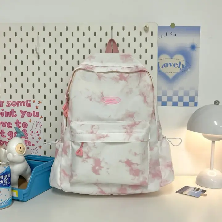 Mochila de Nylon para Estudiantes de Secundaria Gran Capacidad, Diseño Tie-Dye, Original, Fresco y Dulce, Nylon para Verano 2025 - 1