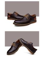 Zapatos de hombre de gran tamaño, casuales, versátiles, de cuero, de negocios, de tendencia británica, azules. - details 0