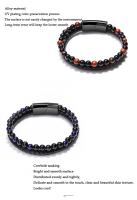 Pulsera de piedra natural de ojos de tigre, pulsera de cuerda de cuero de vaca, regalo de vacaciones para hombres - details 3
