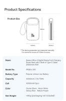 Baseus PD30W 20000mAh Power Bank Carga Rápida USB-C Carga Inalámbrica Batería de Litio-Ion - details 18