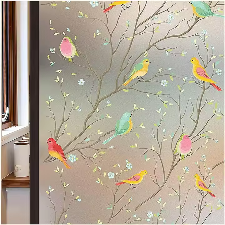 Pegatinas y láminas para ventanas,Opaque privacy film, self-adhesive, colorful, static, frosted glass film - 1