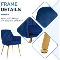 Sillas Nórdicas Ergonómicas Paquete de 2 Diseño de Terciopelo Ideal para Sala de Estar, Comedor o Dormitorio Azul, Espuma, Metal - details 6