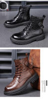 Cuero Piel de vaca Forro polar Botas cálidas para hombres Botas de tendencia versátiles Botas de herramientas - details 21