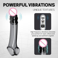 Fundas de silicona para agrandar el pene, con batería, función de vibración, extensor de pene, funda para pene para hombres, funda para extensión de pene, retraso de eyaculación, funda para pene La punta contiene un vibrador para masaje vaginal - details 1
