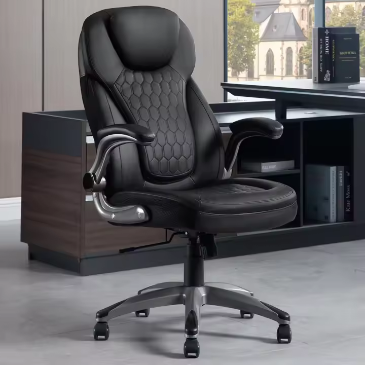 Silla de Oficina Ejecutiva Ergonómica Altura Ajustable, Respaldar Alto, Brazos, Negro - 1