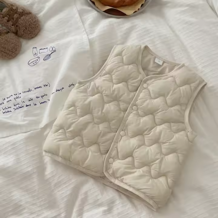 2025 Camiseta sin mangas cálida para bebé, chaqueta sólida para hombres y niñas - 1