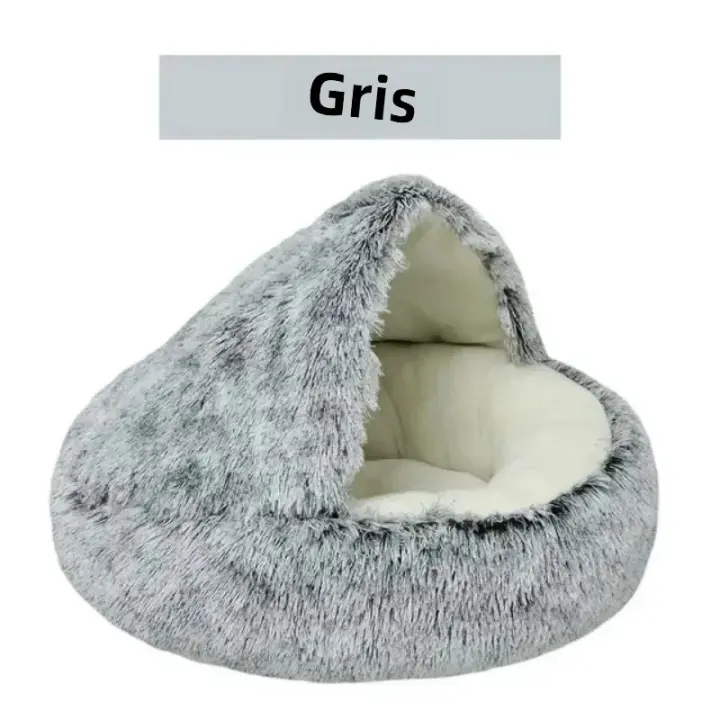 Saco De Dormir Para Mascotas Semiabierto Almohadilla Redonda De Peluche Suave 2 En 1 Calefacción Para Gatos Y Perros Nido De Descanso Cómodo Para Pequeños Animales - 1