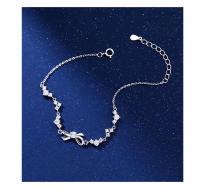 S999 Pulsera con lazo de circón brillante, joyería de plata pura, ligera, versátil, elegante y dulce para chica - details 5