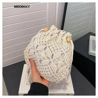 Bolso tipo cubo tipo bandolera tejido de paja para mujer, marca de diseñador de lujo, informal, a la moda, para viajes, playa, 2023 - details 4