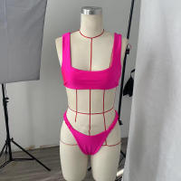 BEACHCICI Bikii Wome dos piezas verano Elegat ad Sexy sólido con Uderwire cuello cuadrado Slim Thog traje de baño para playa - details 5
